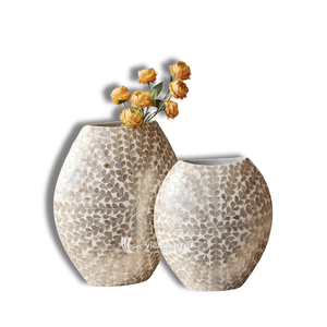 Jarrón de Madreperla con Incrustaciones Florales, Jarrones Decorativos de Mosaico de Lujo para Decoración del Hogar, Centro de Mesa para Sala de Estar - Product Image 1