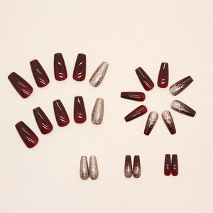 Ongles press-on en ABS de haute qualité avec colle, style français, carrés, longueur moyenne, pour doigts, étiquette privée, emballage personnalisé - Product Image 5