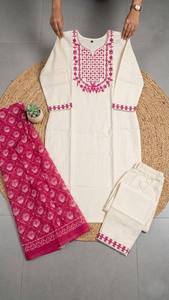Women Straight Kurta Set with Embroidered Yoke Printed Dupatta Elegant Ethnic Suit Set with Designer Dupatta Festive Wear Kurti - Product Image 4