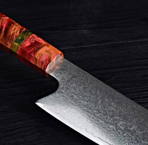 Couteau de chef en acier Damas forgé à la main, avec manche en bois ambidextre, revêtement antiadhésif, compatible lave-vaisselle, écologique - Product Image 3