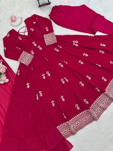 TENNECY Hermoso Conjunto de Pent y Dupatta de Gorgette con Nuevo Diseño de Moda para Mujer, Reversible, de Secado Rápido, Sin Arrugas, para Todas las Estaciones, para Bodas - Product Image 4