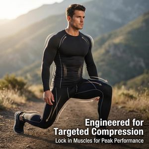 Custom Men Thermal Compression Shirt <b>Pants</b> Set Workout Baselayer OEM Bulk Wholesale - Product Image 2