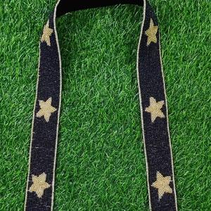 Correa de Bolso con Cuentas y Patrón de Estrellas, Correa de Hombro Ajustable Bordada en Lona para Mujer - Product Image 1