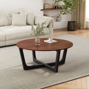 Tavolino da Caffè in Legno Massello di ACACIA Colore Marrone e Nero - Product Image 3