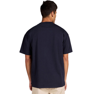 Camiseta de Algodón Azul Marino Sólido Extra Grande para Hombre, Cuello Redondo, Manga Corta, Estilo Informal, Corte Regular, Tejido Liso - Product Image 2