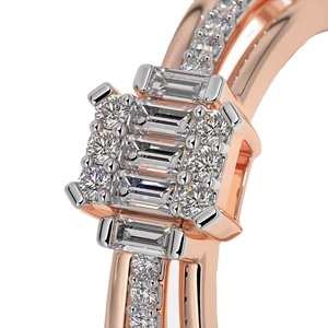 Anillo de Plata de Ley 925 de la mejor calidad, diseño de doble banda, Baguette, corte brillante, moissanita, diamante, oro rosa, anillos de moda - Product Image 2