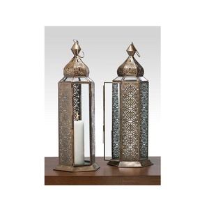 Faroles Decorativos Marroquíes de Metal con Efecto Latón, Ideales para la Decoración de Eid y Ramadán - Product Image 3