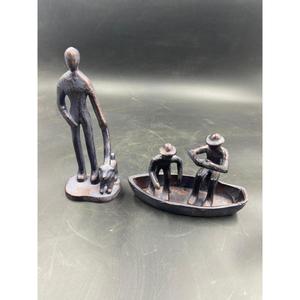 Sculpture décorative en bronze d'homme avec chien, décoration de table de chevet, objet abstrait, figurine d'homme, cadeau original - Product Image 4