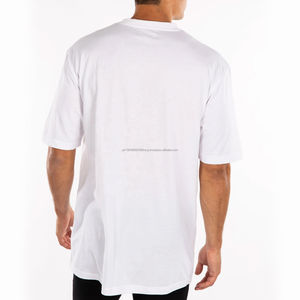 Camiseta 100% algodón para hombre, corte holgado, estampada, estilo boxy, de peso pesado, estilo Pro Club, color blanco liso, negro fresco, cuello redondo - Product Image 6