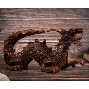 Sculpture de dragon en bois traditionnelle pour la maison, figurine de dragon en bois, décoration Feng Shui, statue de dragon sculptée de qualité supérieure, fabricant - Product Image 3