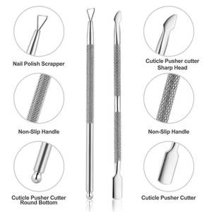 Pousse-cuticules en acier inoxydable double extrémité pour manucure, outil professionnel pour salon de beauté, fournisseur d'accessoires de soin des ongles en gros - Product Image 6