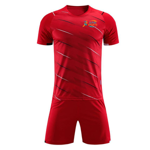 Tenue de sport et d'entraînement 100% polyester, uniforme de football à manches courtes, col rond, respirant et anti-transpiration - Product Image 1