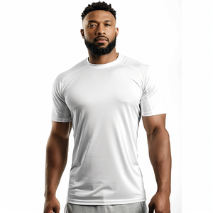 Nouveaux vêtements de sport pour hommes, t-shirts de sport respirants en jersey polyester/coton, séchage rapide - Product Image 3