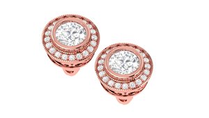 Minimalist Halo Round Cut Lab Grown Diamond 14k 18k Solid <b>Gold</b> Earring <b>Tops</b> For Gift Party Anniversary Everyday Wear Jewelry - Product Image 6