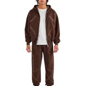 Pakistan Manufacturer Men Rhinestone <b>Tracksuit</b> Midweight Winter Hooded Casual Unique Style Low MOQ - Product Image 1