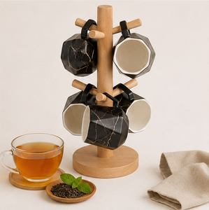 Premium Solid Wood Mug Holder <b>Tree</b> With 6 Hooks Eco-Friendly Coffee Cup Organizer Stand & Space-Saving Kitchen <b>Tabletop</b> Display - Product Image 4