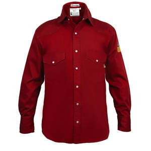 100% peso ligero C algodón resistente al fuego FR camisa pequeña ropa de seguridad roja - Product Image 1