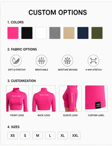 เสื้อครอปคอเต่าแขนยาวสีชมพูสำหรับผู้หญิง ทรงเข้ารูป สีพื้น ผ้าถัก ระบายอากาศได้ดี ใส่ได้ทุกฤดู เหมาะสำหรับใส่ไปเที่ยวคลับ - Product Image 3