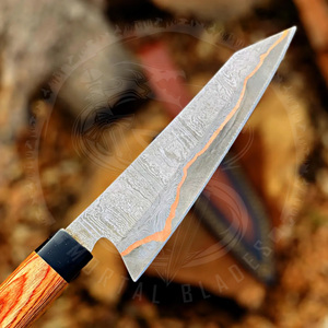 Couteau de Chef Personnalisé avec Logo, Lame Martelée en Acier Damas Cuivre, Étui en Cuir, Couteau de Chasse, Couteau de Camping, Couteau d'Extérieur - Product Image 2