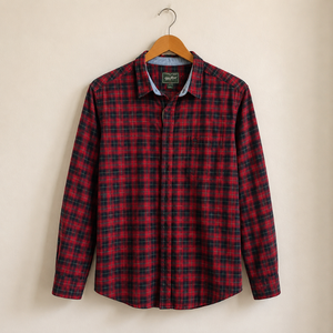 Camisa de Franela a Cuadros Roja Premium para Hombre |   Camisa de Trabajo Cómoda de Manga Larga con Botones |   Ropa Casual y Elegante para Exteriores - Product Image 2
