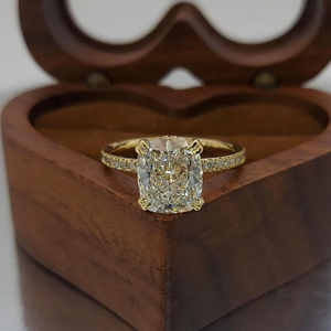 Women's 3 Carat 18K <b>Solid</b> Gold cushion Cut Diamond Engagement Ring Natural D Color GIA Certified Classic Style - Product Image 1