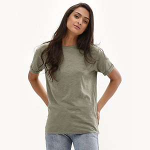 T-shirt pour femme en polyester/coton avec appliques brodées, séchage rapide, respirant, manches courtes, décontracté, été, service OEM - Product Image 1