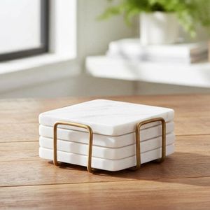 Luxury <b>Marble</b> <b>Coasters</b> For Dining Table With Non Slip Base Natural Stone Drink <b>Coasters</b> For Coffee Tea Cups - Product Image 4