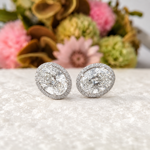 Luxury Trendy Fashion 925 Silver Flower Oval Cut Solitaire Bezel Set Rhodium Plated Moissanite Classic Stud Earrings for <b>Wedding</b> - Product Image 6
