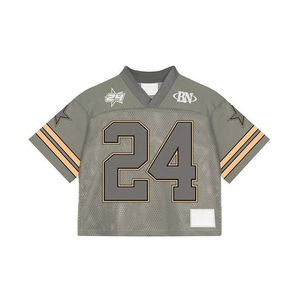 Custom Manufacturer Vintage Soccer Jerseys T-Shirt Oversized Mesh O-Neck Crop Boxy Mesh Football Jersey <b>Men's</b> Sport Shirt - Product Image 5