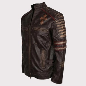 Rider Vintage Café Racer Distressed Brown <b>Leather</b> <b>Jacket</b> for Men - <b>Retro</b> Biker Style - Product Image 4