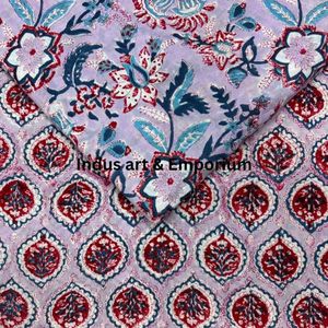 Tela de Algodón Cambray Estampada a Bloques 60x60, Tela de Algodón con Estampado Tradicional Jaipuri - Product Image 3