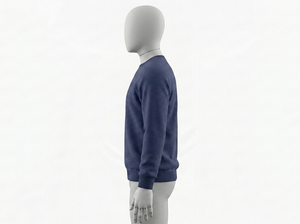 เสื้อสเวตเชิ้ตคอกลมสีน้ำเงินกรมท่าสำหรับผู้ชาย ทรงปกติ ผ้าถัก สีพื้น สไตล์ลำลอง - Product Image 2