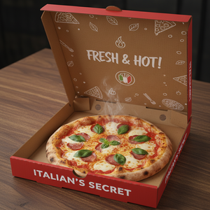 กล่องพิซซ่าพิมพ์ลายพรีเมียมแบบกำหนดเอง สำหรับบรรจุภัณฑ์พิซซ่า พร้อมโลโก้และดีไซน์แบรนด์ตามสั่ง - Product Image 6