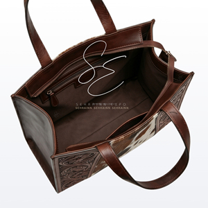 Sac fourre-tout en cuir artisanal style western Cowgirl Gypsy avec doubles poignées supérieures, grand sac de travail spacieux pour femme, sac à main haut de gamme - Product Image 5