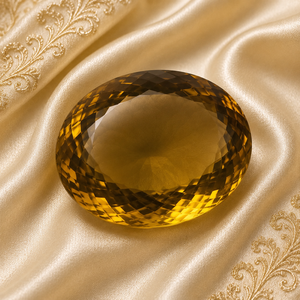 Quartz naturel ovale de haute qualité, couleur jaune doré, taille facettes (45x35x21MM, 208 carats) - Product Image 1