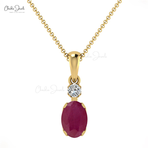 Burma <b>Ruby</b> Gemstone Dangle Pendant 14k Solid Gold Diamond Accent Pendant <b>Necklace</b> Handmade Wedding Pendant Jewelry Supplier - Product Image 1