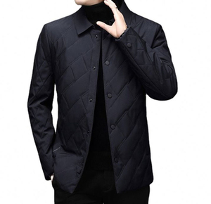 Blouson Bomber Homme Couleur Unie Col Montant Fermeture Éclair Hiver Formel Coupe Droite Toile Écologique Séchage Rapide - Product Image 1
