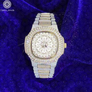 Charm_Jewels Luxury Men's Stainless Steel <b>Diamond</b> <b>Watch</b> Rectangle Analog Quartz 40mm Sapphire Crystal Folding Clasp - Product Image 1