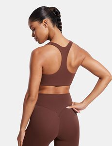 Women Seamless Scoop Neck Sports Bra Racerback Cut-Out Design Medium Support Solid Color Yoga Bra For Adults - Product Image 4