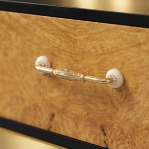 Mesita de Noche Moderna de Madera Maciza con Doble Cajón para Dormitorio - Product Image 3