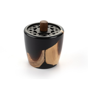 Hand-Made Eco-Friendly 100% Natural Resin and Wood Incense <b>Burner</b> with Lacquer Finish Geometric Lid Design for Aromatherapy Use - Product Image 1
