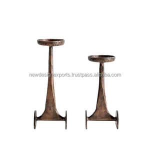 Premium Copper Finish Aluminum <b>Candle</b> Risers – <b>Set</b> of 2 Rustic Textured Pillars - Product Image 3