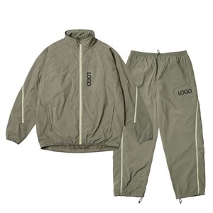 New Design Tracksuit Men <b>Black</b> Two Piece Set, Lightweight Nylon <b>Windbreaker</b> Jacket, Wholesale Jogging Suit, Private Label OEM - Product Image 3