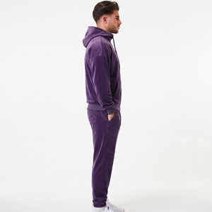 Survêtement en velours zippé pour homme, sweat à capuche entièrement zippé, décontracté, hiver, 100% coton, vêtements de sport, taille oversize, manches longues - Product Image 3
