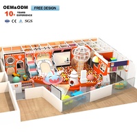 Équipement d'aire de jeux intérieure sur le thème des robots Orange Parc d'aventure du labyrinthe pour enfants avec toboggan intérieur Piscine à balles océanique Distributeur direct