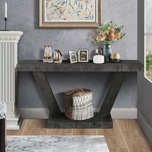 Panca d'ingresso vintage in legno anticato da 60 pollici con mobile contenitore a 2 livelli in legno massello impiallacciato, design rustico ampio per soggiorno - Product Image 4