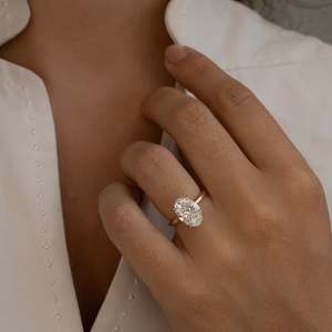 Fast Shipping Bulk Wholesale 925 Silver Moissanite Oval Solitaire Ring Hidden Halo Collar Fashion Jewelry E-commerce Direct - Product Image 3