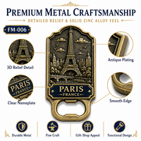 Décapsuleur en métal personnalisé aimanté pour réfrigérateur, aimant de réfrigérateur, vente en gros, souvenir de voyage emblématique, usine OEM ODM
