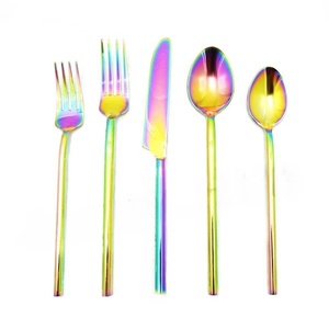 ชุดช้อนส้อมมีดสเตนเลสสตีลสุดหรูดีไซน์สีรุ้งชุดช้อนส้อม PVD แบบคงทน4-5-20ชิ้นสำหรับงานแต่งงานอื่นๆ - Product Image 1
