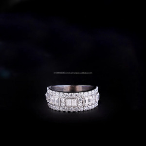 Women's 925 Sterling <b>Silver</b> Moissanite Diamond Eternity Band <b>Ring</b> <b>Emerald</b> Cut Pave Setting Classic Wedding Jewelry for Gifts - Product Image 5